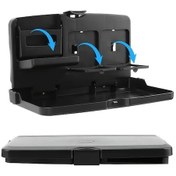 Resim Xuweiwei Black Multi-fonksiyonlu Katlanır Araç Koltuğu Tepsisi Ayarlanabilir Yemek Masası Çift Bardaklık Telefon Yuvası 