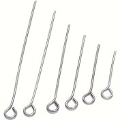 Resim 100 Adet Paslanmaz Çelik Göz Pimleri & Başlıklı Pimler 15-70mm - Takı Yapımı için Güvenli Halka Tasarımı, Dayanıklı El İşi Aksesuarları, Küpe ve Kolye Montaj Aracı, Basit Fonksiyonel Stil, Parlak Yüzey 