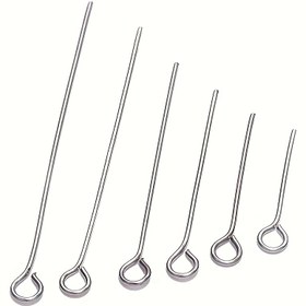 Resim 100 Adet Paslanmaz Çelik Göz Pimleri & Başlıklı Pimler 15-70mm - Takı Yapımı için Güvenli Halka Tasarımı, Dayanıklı El İşi Aksesuarları, Küpe ve Kolye Montaj Aracı, Basit Fonksiyonel Stil, Parlak Yüzey 