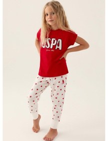Resim U.s. Polo Assn. 1834 Lisanslı Text Printed Kız Çocuk Pijama Takımı 001 