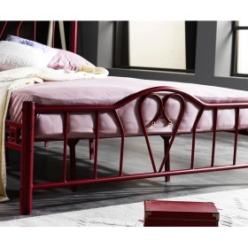 Resim Argimo Orkide Çift Kişilik Ferforje Metal Karyola 160x200 Bordo 