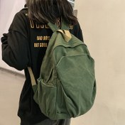Resim Kolej öğrencileri için vintage tarzlı kanvas sırt çantası - Dayanıklı, çok yönlü seyahat ve dizüstü bilgisayar çantası, ayarlanabilir askılar, fermuar kapanışı ve polyester astar - Siyah, Öğrenci Sırt Çantası|Sıradan Kampüs Stili|Güçlü Askılar 
