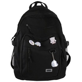 Resim Pembe Moda Büyük Öğrenci Sırt Çantası Rozeti Sırt Çantası Kız Okul Çantası Yüksek Kapasiteli Kadın Sırt Çantası Kadın Sevimli Eğlence Seyahat Mochila Pembe 