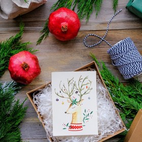 Resim Yılbaşı Kartpostalları I - Tekli Kartpostal Geyik 
