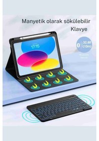 Resim Galaxy Tab A9 Plus Uyumlu X210/x215/x216/x218 Klavyeli Tablet Kılıfı Klavye + Stand 
