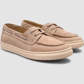 Resim Monamae %100 Hakiki Deri Kremsüet Kadın Loafer Krem 