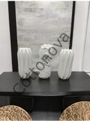 Resim Cottonova C33 Dekoratif Vazo Çiçekli Ve Vazo Kristal 2li Beyaz 