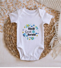 Resim Bitmeyenkartus Bk Kids Küçük Çocuk Burada Tasarımlı Bebek Body Zıbın - Model 1 Çok Renkli 