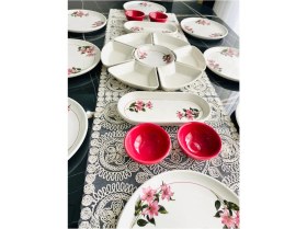Resim Venüs Home 8 Kişilik 21 Parça Kahvaltı Takımı Renkli Çiçek Desenli Seramik Set 