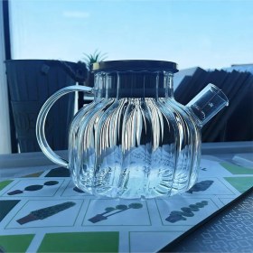 Resim Çelik Kapaklı Borosilikat Dilimli Model Süzgeçli Cam Demlik Bitki Çayları 1000 Ml Cm-2001 Ahşap - Çelik 