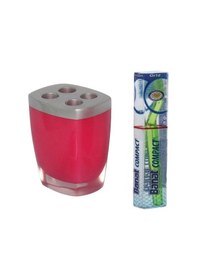 Resim GRİ PEMBE POLİRESİN DİŞ FIRÇALIK VE 1 ADET DİŞ FIRÇASI 8X4X11CM Diğer 