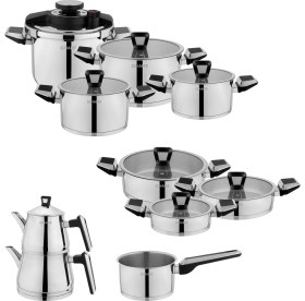 Resim Schafer Premium Çelik Çeyiz Seti 18 Parça-Inox 