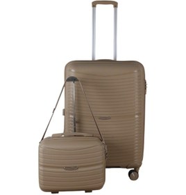 Resim Mçs V379 Aura Y.üretim Pp Valiz 65 Cm + Makyaj Siyah Set Şampanya 