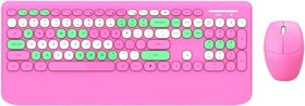 Resim Coverzone Geezer Kablosuz Klavye Mouse Set 106 Tuşlu İngilizce Q Notebook Laptop Uyumlu Ev ve Ofis için Bilek Destekli USB Dongle ile Bağlantı G100 (Pembe) Teşhir 