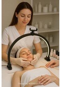 Resim 56 Cm Led Ring Light Makyaj Ve Canlı Yayın Işığı,telefon Tutuculu Ayarlanabilir 3000 6500k Gölgesiz 