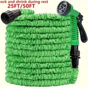 Resim Su Tabancası, Kapatma Valfi ve Çoklu Püskürtme Modları ile Dayanıklı Genişletilebilir Bahçe Hortumu, 25ft/750cm, Köpek Banyosu, Bitki Sulama, Araba Yıkama ve Evcil Hayvan Duşları için İdeal, Bahçe Hortumu | Ergonomik Tutma | Kauçuk Hortum 