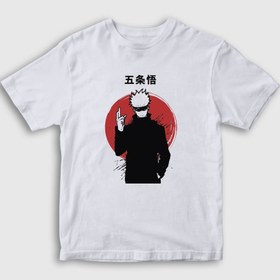 Resim Unisex Çocuk Beyaz Satoru Anime Jujutsu Kaisen T-Shirt 