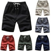 Resim Novahub Siyah Casual Erkek İpli Düz Renk Şort Erkek Yaz Plaj Pantolon Siyah - M Siyah 