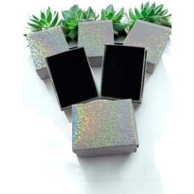 Resim Parlak 6 Lı Süngerli Takı Kutusu, Hediyelik Karton Mini Kutu 