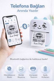 Resim Weskam Mini Taşınabilir Termal Yazıcı Bluetooth Şarjlı Telefona Bağlanan Mürekkepsiz Foto Yazıcı 