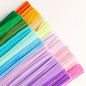 Resim 101 adet Çok Renkli Boru Temizleyici Seti, 100 adet Chenille Çubukları ile Adım Adım Kılavuz Video Dahil, El Sanatları Boru Temizleyicileri, DIY El Sanatları Çiçek Projesi Chenille Çubuğu Tatil Süslemeleri (Işık Renk Serisi) 