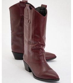 Resim Luvi Shoes Sojo Bordo Cilt Hakiki Deri Kalın Topuklu Kısa Çizme Bordo 
