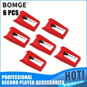 Resim 6 Adet Premium Ruby Stylus İğneleri Plak Çalarlar İçin - Uygun, BOMGE Tarafından Vinil Kayıt Çalarlar İçin Yüksek Kaliteli Yedek Aksesuarlar 
