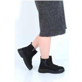 Resim Twingo 7135 Siyah Zümrüt Kürklü Kadın Düz Bot 001 