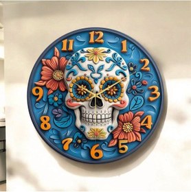 Resim Kuru Kafa Çiçek Renkli Baskı Desenli Sayılı Hediyelik Ahşap Sessiz Tablo Duvar Saati 11 Renkli 