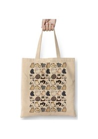 Resim Toyaso Kediler Cats Graphic Beyaz Bez Çanta Uzun Saplı Alışveriş Çantası Plaj Çantası Beyaz 