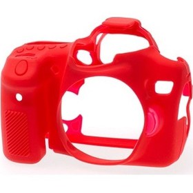 Resim Easycover Canon 80D Silikon Kılıf Ecc80Dr (Kırmızı) 