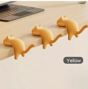Resim Sunshine011 Sarı 3'lü Kedi Masası Askısı - Delme Yok Güçlü Yapışkanlı Kabloluk Diğer 