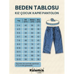 Resim Robin Kids Kız Çocuk Yıldız Aplikeli Kot Kapri Pantolon 