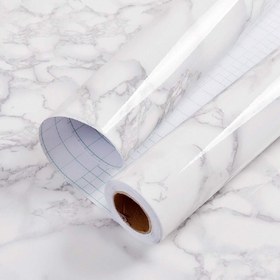 Resim 5m x 60cm Mermer Yapışkan Film, Gri Kendinden Yapışkan Masaüstü Kapak, Rastgele Eşleşme Şekilleri ve Çizgiler Deseni, Mutfak Tezgahları ve Mobilyalar için Kolay Kurulum 