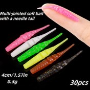 Resim 30 Rastgele Renk Av Tüyü Kuyruklu Çok Bölümlü Yumuşak Kurbağa Mikro-Obje Yumuşak Av Çok Bölümlü Kök Av 40Mm/0.3G 