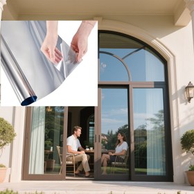 Resim 1 Rulo Şık Tek Yönlü Gizlilik Pencere Filmi - Ev Güneş Koruma UV Engelleme Ayna Tonlu Cam Kendinden Yapışkanlı Kapak, Isı Yalıtımı, Görüş Önleyici, Polyester Lif, Ofis ve Ev Dekoru İçin Mükemmel, Kışlık Pencere İzolasyonu, Geometrik Desen, Kolay Yapıştırma, Sadece Elde Yıkama 