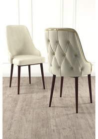 Resim Canisa Krax Serisi, 1.sınıf Babyface Kumaş Mutfak Sandalyesi, Kahve Metal Ayak, 6 Adet Krem Sandalye Sandalye Krem Ayaklar Kahve 