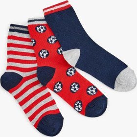 Resim Erkek Çocuk Futbol Temalı Çorap Seti Çok Renkli 3’lü 