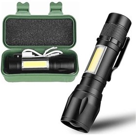 Resim Kamp Feneri Avcılık El Feneri El Feneri Ultra Güçlü Usb Şarjlı El Feneri Kutusunda Kullanışlı Yeşil 