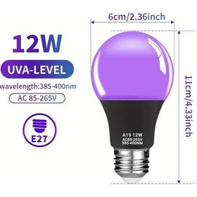 Resim Chenkestoreone Siyah Işık Led Ampul 12w E27 E26 385 400nm Karanlıkta Açma Parti Dekor 