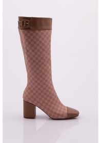 Resim Dgn K610-22k Kadin Küt Burun Topuklu Çizme K610-1710-R9033 Vizon 