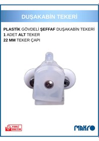 Resim Duşakabin Tekerleği Alt Teker Plastik Gövde Şeffaf Teker Çapı 22 Mm Beyaz - Şeffaf 