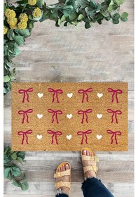 Resim Pembe Kurdele, Desenli Kapı Önü Paspası, Dijital Baskı Paspas 