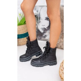 Resim White Line Siyah Su Geçirmez Kadın Kar Botu 