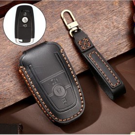 Resim Sones Hallmo Ford Focus B Tarzı Uyumlu Araba Sığır Derisi Deri Koruyucu Anahtar Kılıfı Siyah 