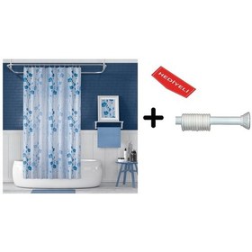 Resim Banyo Duş Perdesi 4246 110x200 Perde Borusu Askı Aparatı 90x130 Hediyeli Çok Renkli 