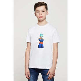 Resim Qivi Anime Dragon Ball Baskılı Unisex Çocuk Beyaz T-Shirt 