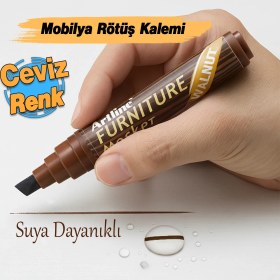 Resim Badem10 Ceviz Renk Mobilya Rötuş Kalemi Ahşap Masa Parke Dolap Kalemi Çizik Giderici Çatlak Kapatıcı 