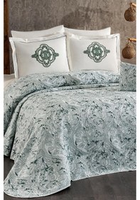 Resim Elit 7 Parça Şönil Pike Takımı Krem - Yeşil Yeşil 