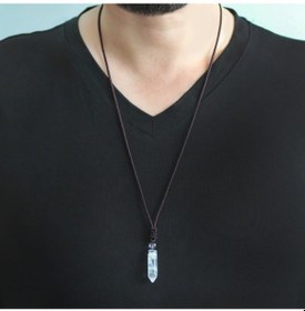 Resim Dazerling Obelisk Tasarım Ip Zincirli Kristal Kuvars Doğaltaş Erkek Kolye Çok Renkli 